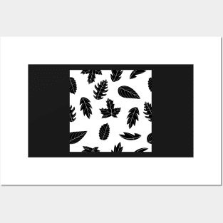 Leaves Pattern - Black and White Posters and Art